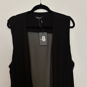 DKNY Pure Black long, elegant Vest